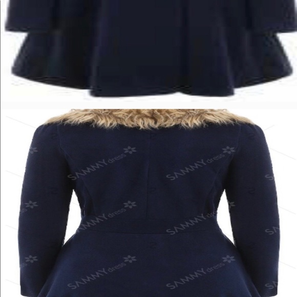 Blue Polo collar double breasted coat. - Picture 5 of 5